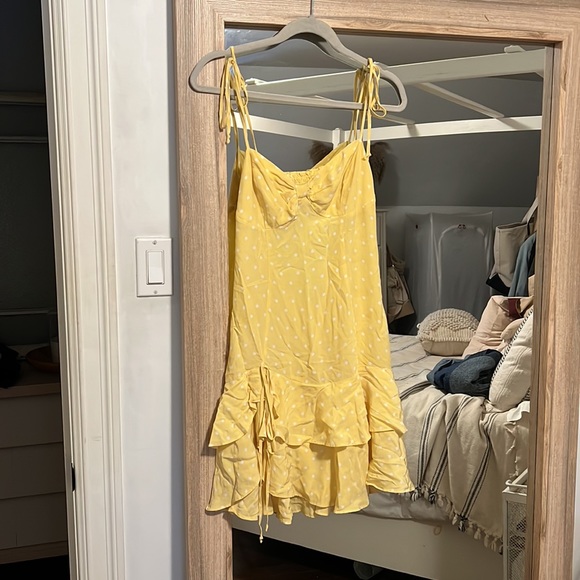 For Love & Lemons Mini Dress - Yellow Poke A Dots - Picture 3 of 5